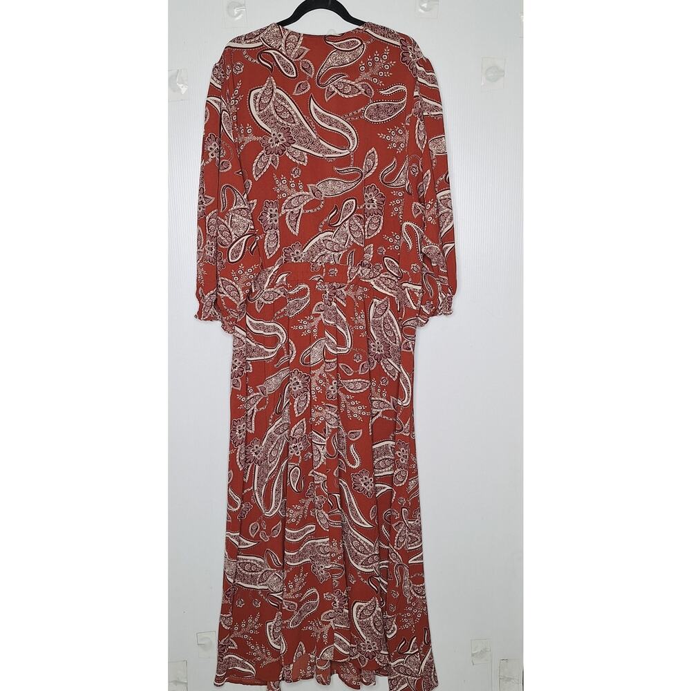 City Chic Jessie Ginger Paisley Rust Maxi Dress XXL Cottagecore Peasant Prairie - Picture 9 of 10